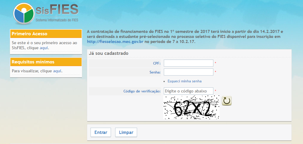 Login para aditamento SisFIES 2024